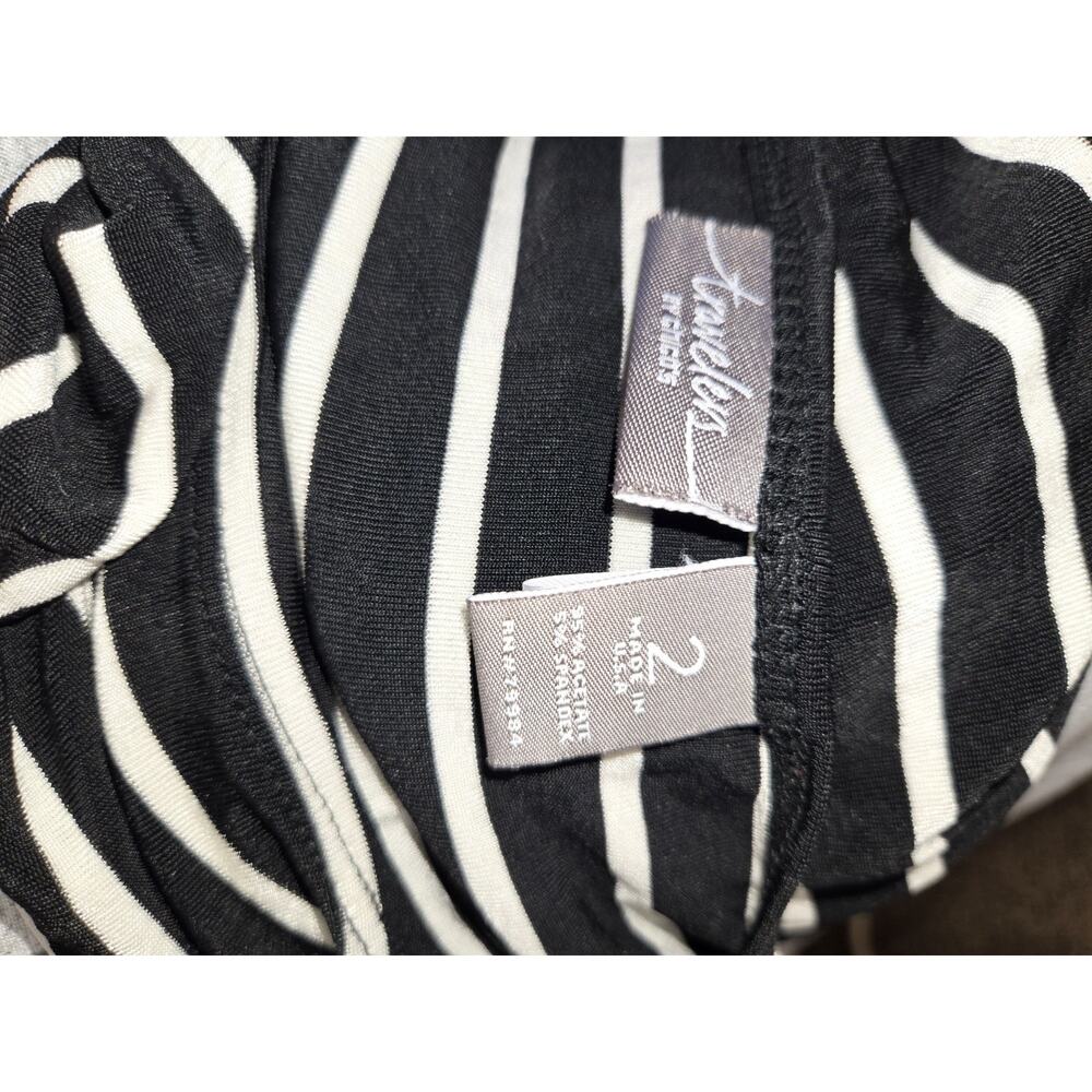 Chico's Travelers Black White Stripe Dress US Womens Size 12 Chico's Size 2 Maxi - Picture 4 of 4